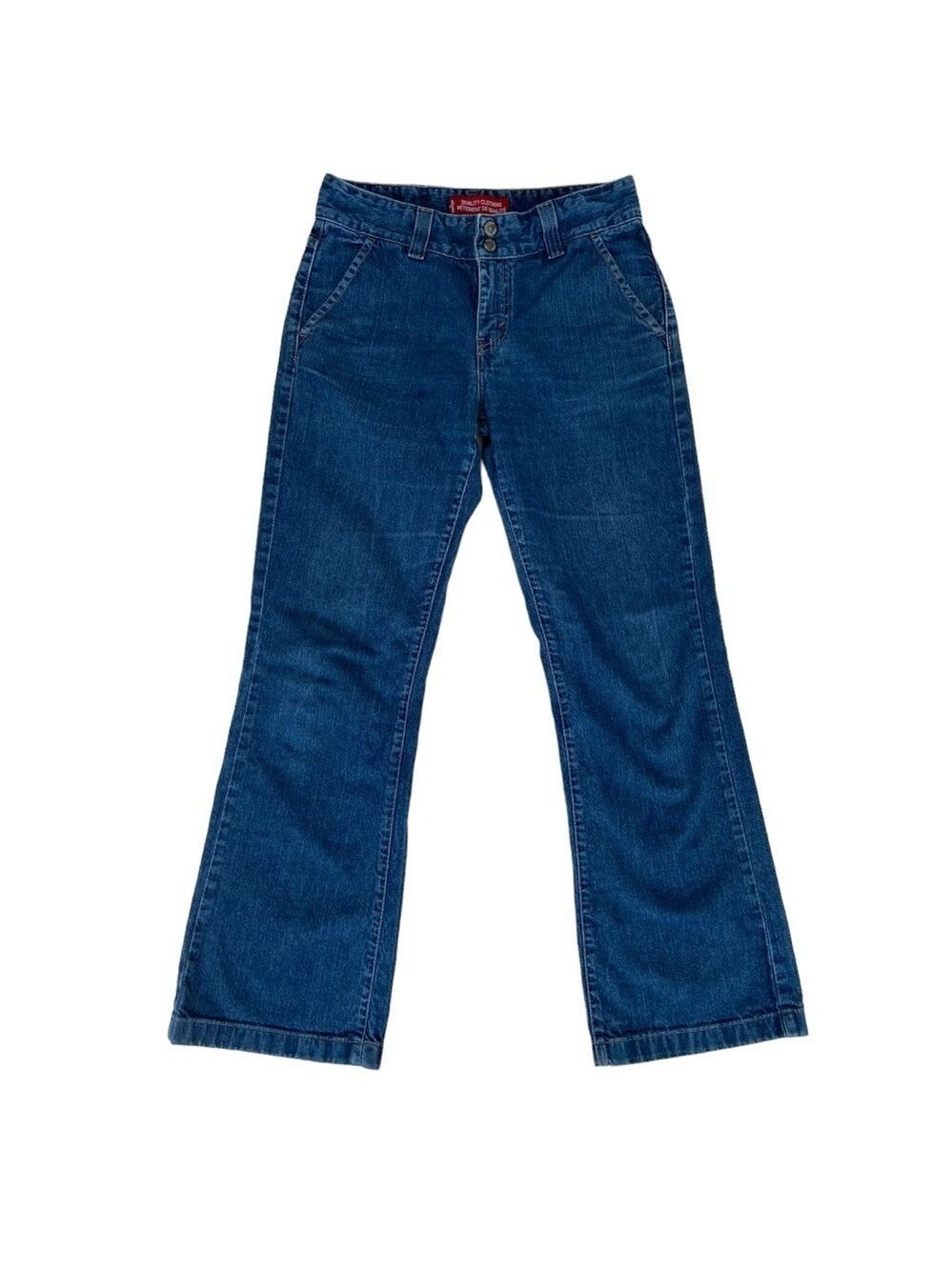 Vintage Levis jeans high rise wide legs side pockets distressed denim size 8